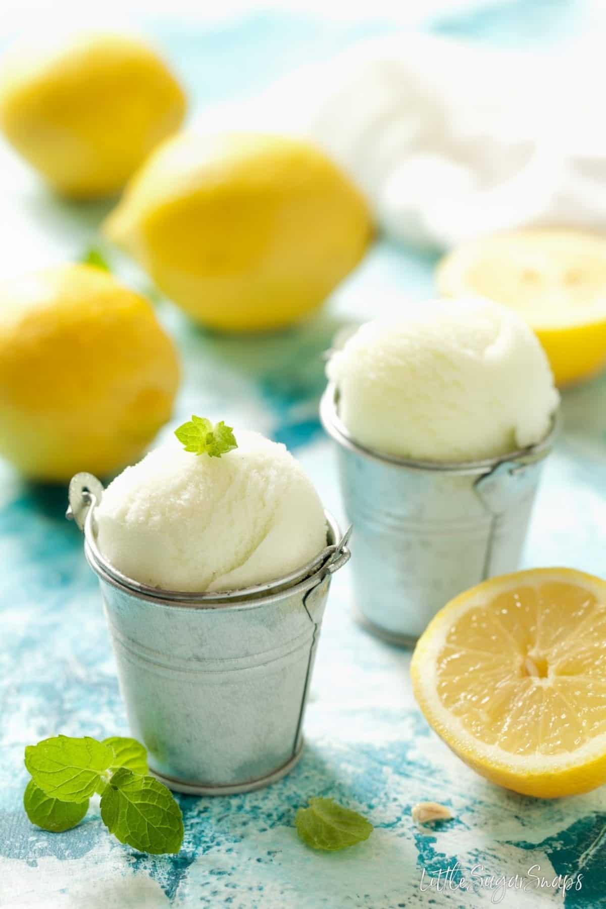 Limoncello lemon sorbet with mint from Little Sugar Snaps.