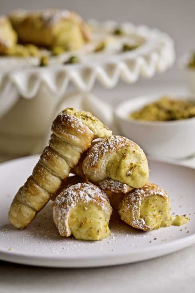 Image of Italian cream horns from Cucina By Elena, and easy Italian dessert recipe.