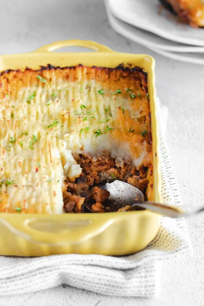 This is an image of ground beef potato moussaka from Hungry Paprikas.