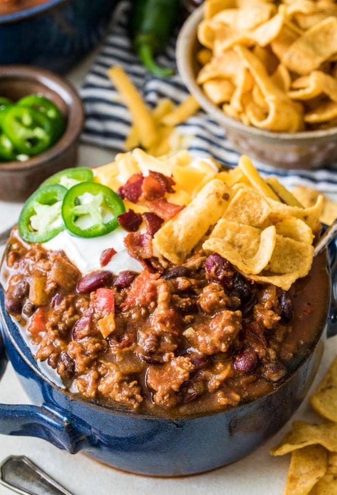 Image of the best chili recipe from Sugar Spun Run.