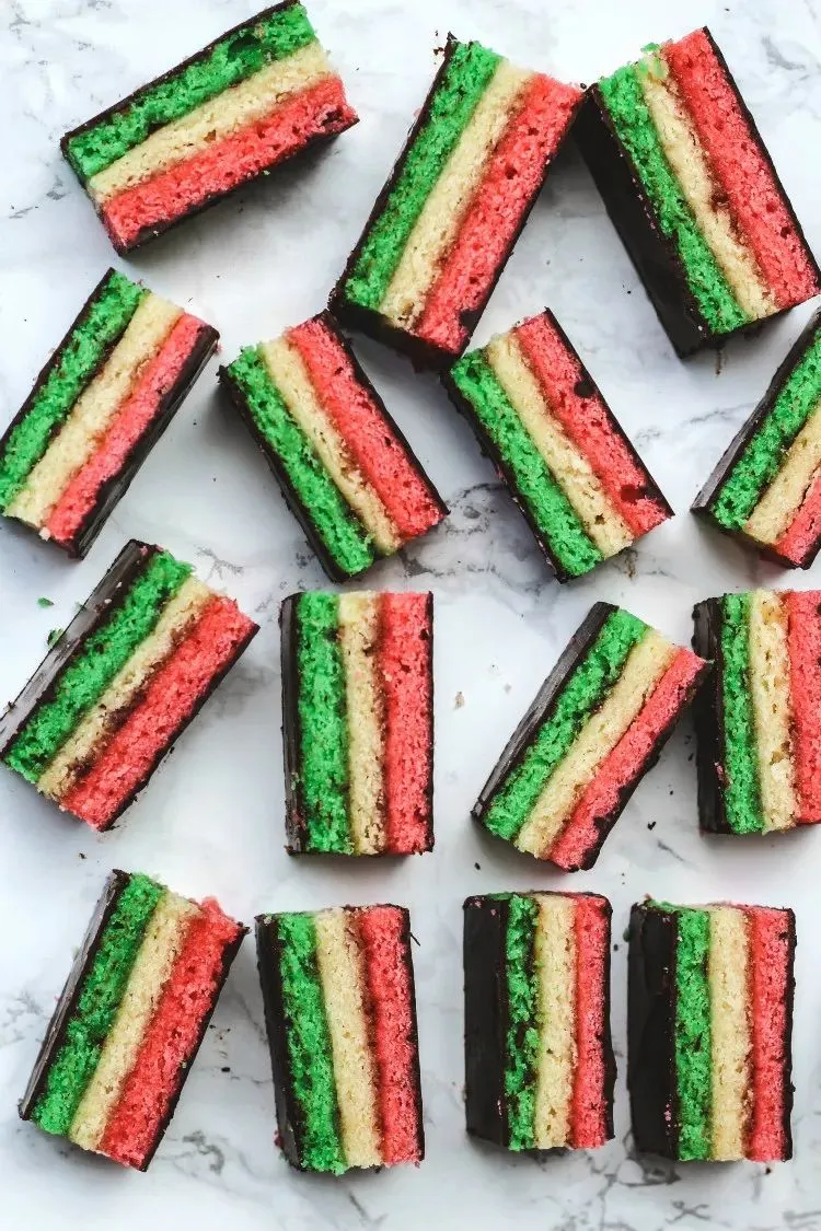 Image of Italian rainbow cookies from Savoring Italy.