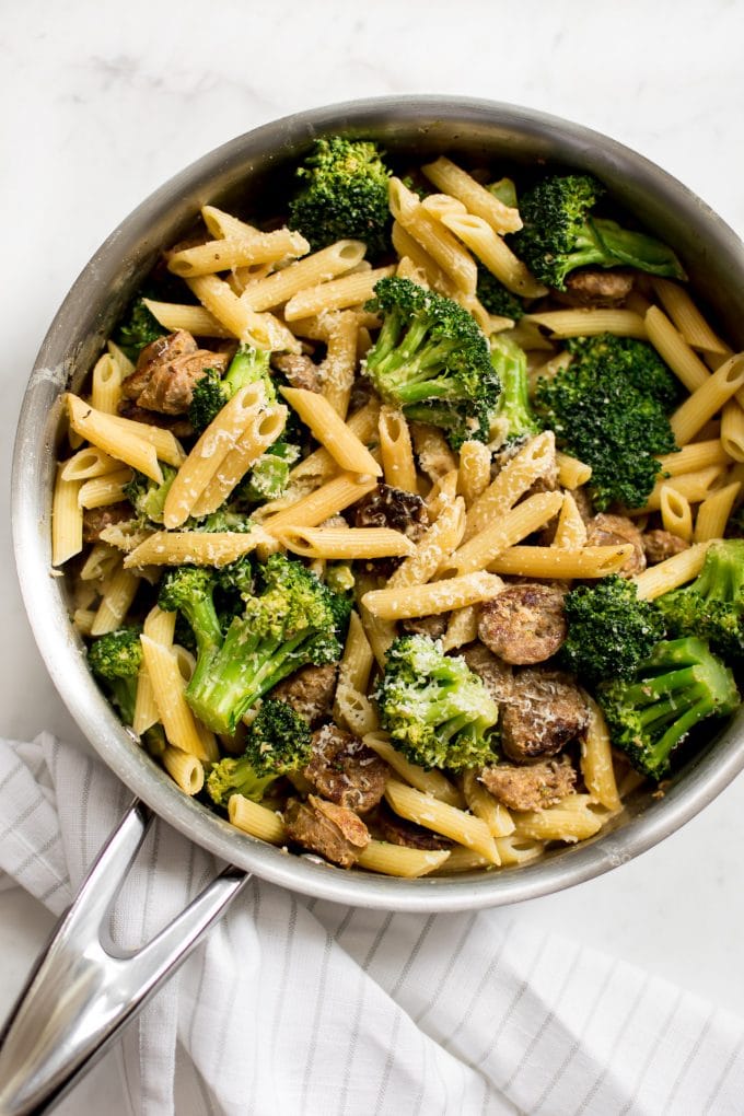 Simple sausage and broccoli pasta from Salt and Lavender.