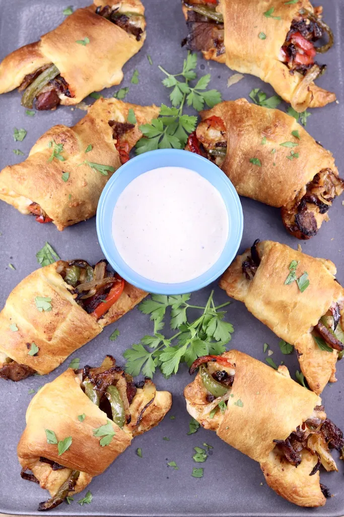 Air Fryer Cheesesteak Rolls From Miss In The Kitchen.