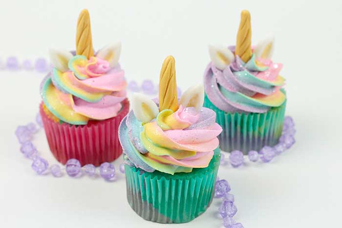 Rainbow unicorn cupcakes from Koti Beth.