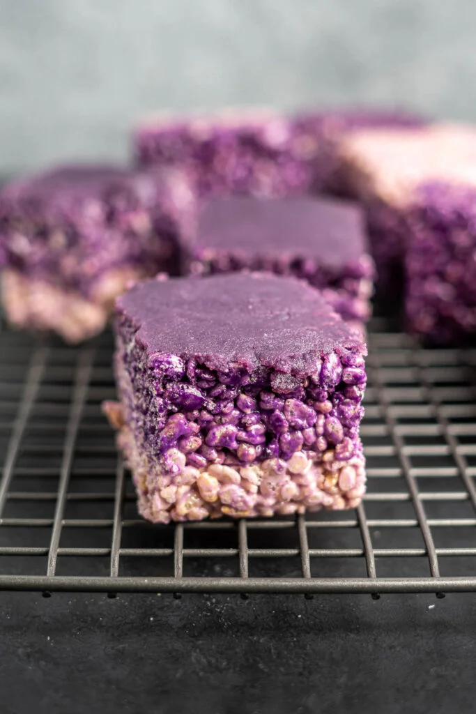 Ombre ube rice krispies treats from Masala and Chai.