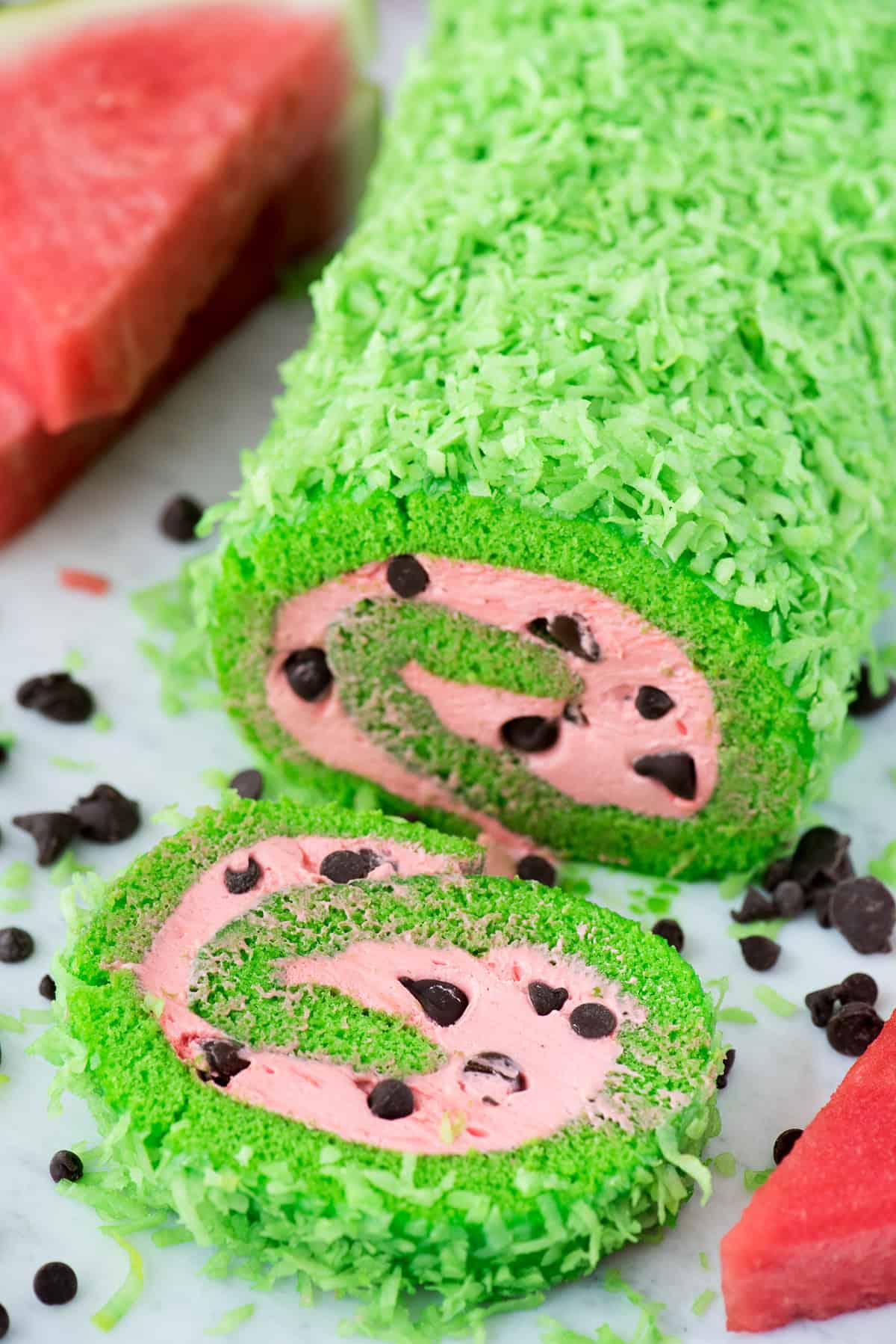 Watermelon cake roll from The First Year Blog.