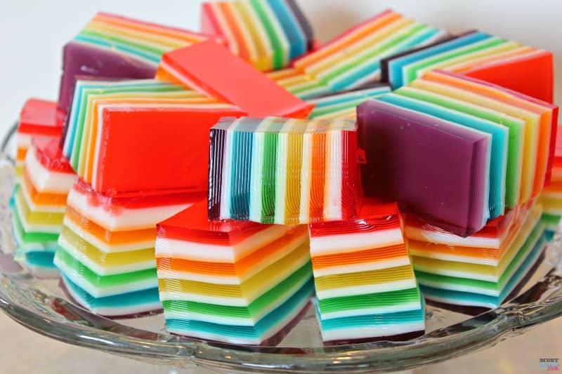 Rainbow Jello recipe from Must Have Mom.