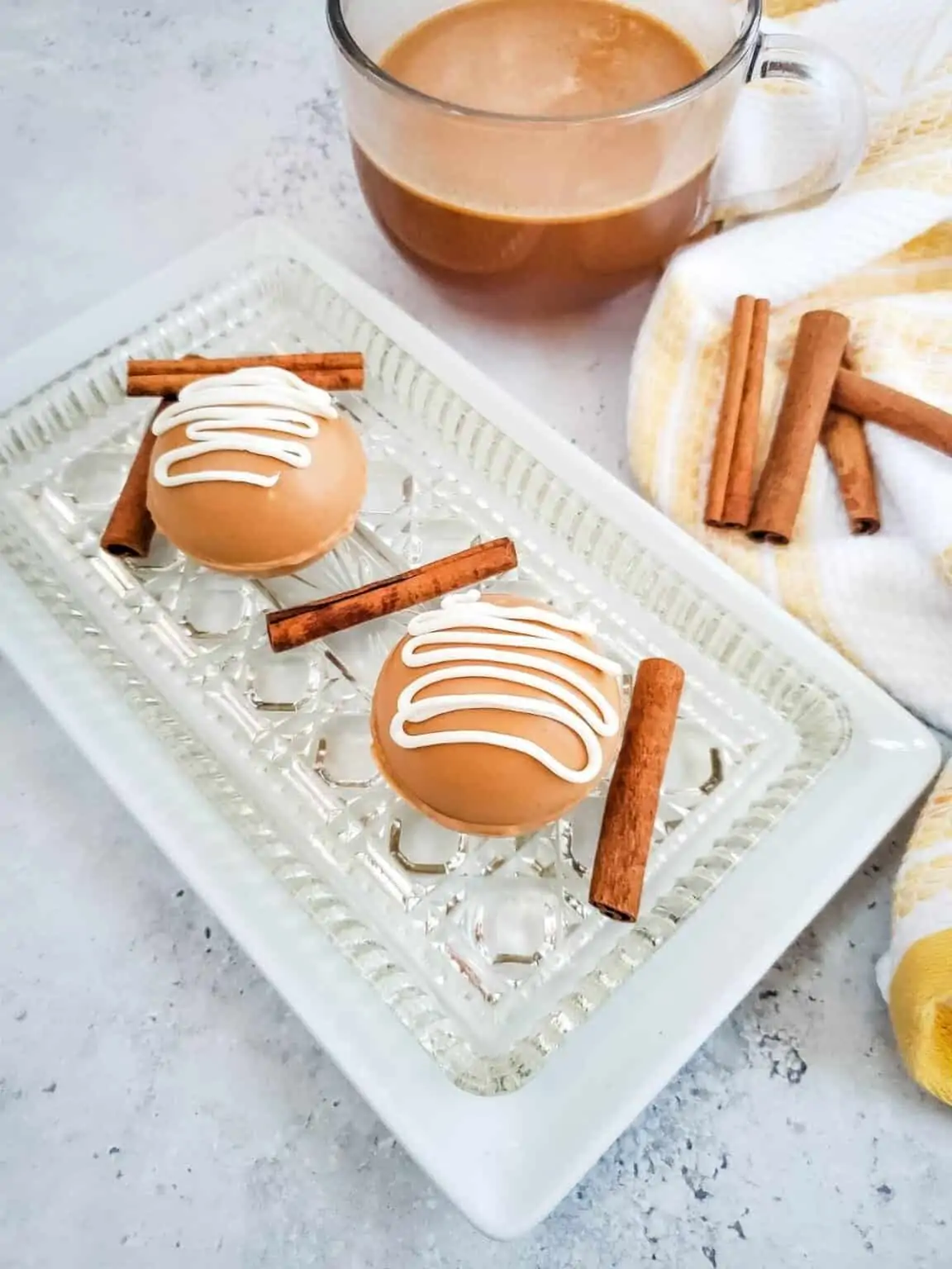 Caramel apple cider drink balls on a plate.