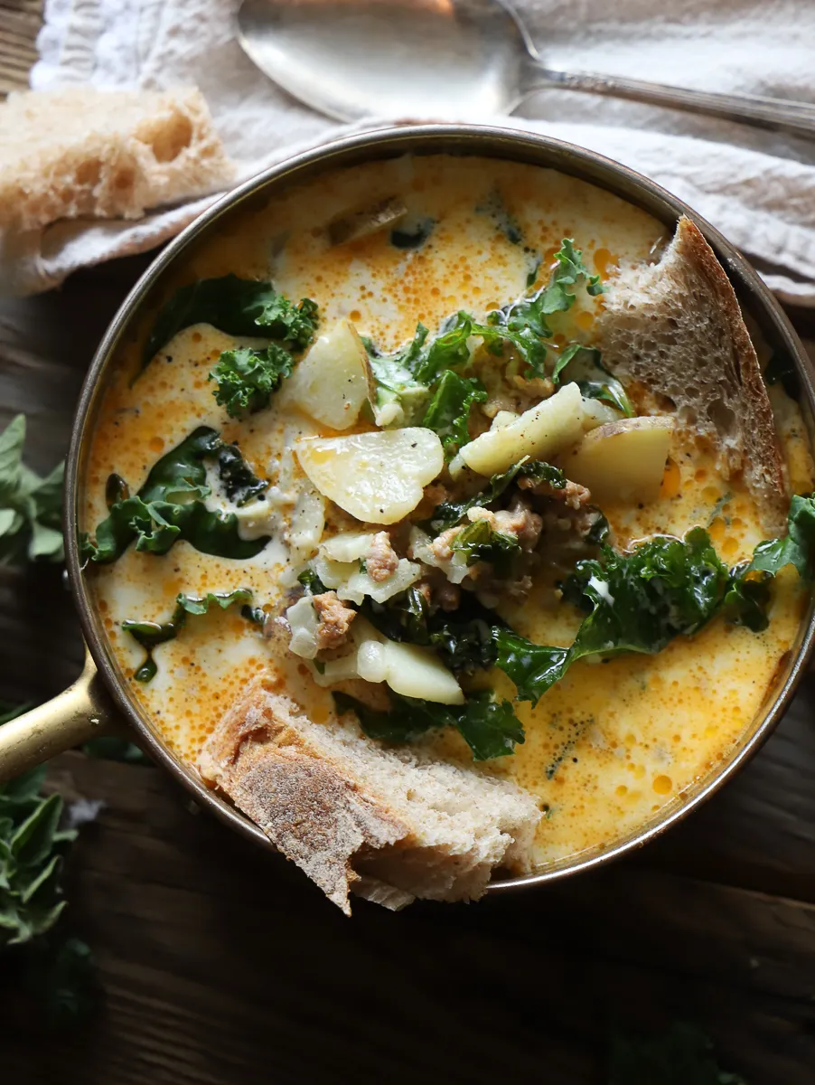 Rustic Zuppa Toscana in a bowl.