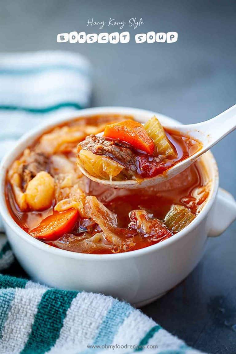 Hong Kong borscht soup in a bowl.