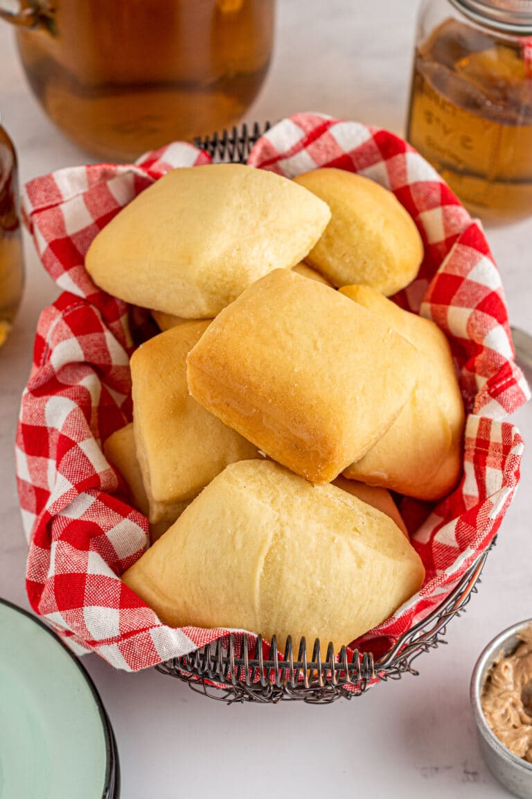 Texas Roadhouse rolls in a basket.