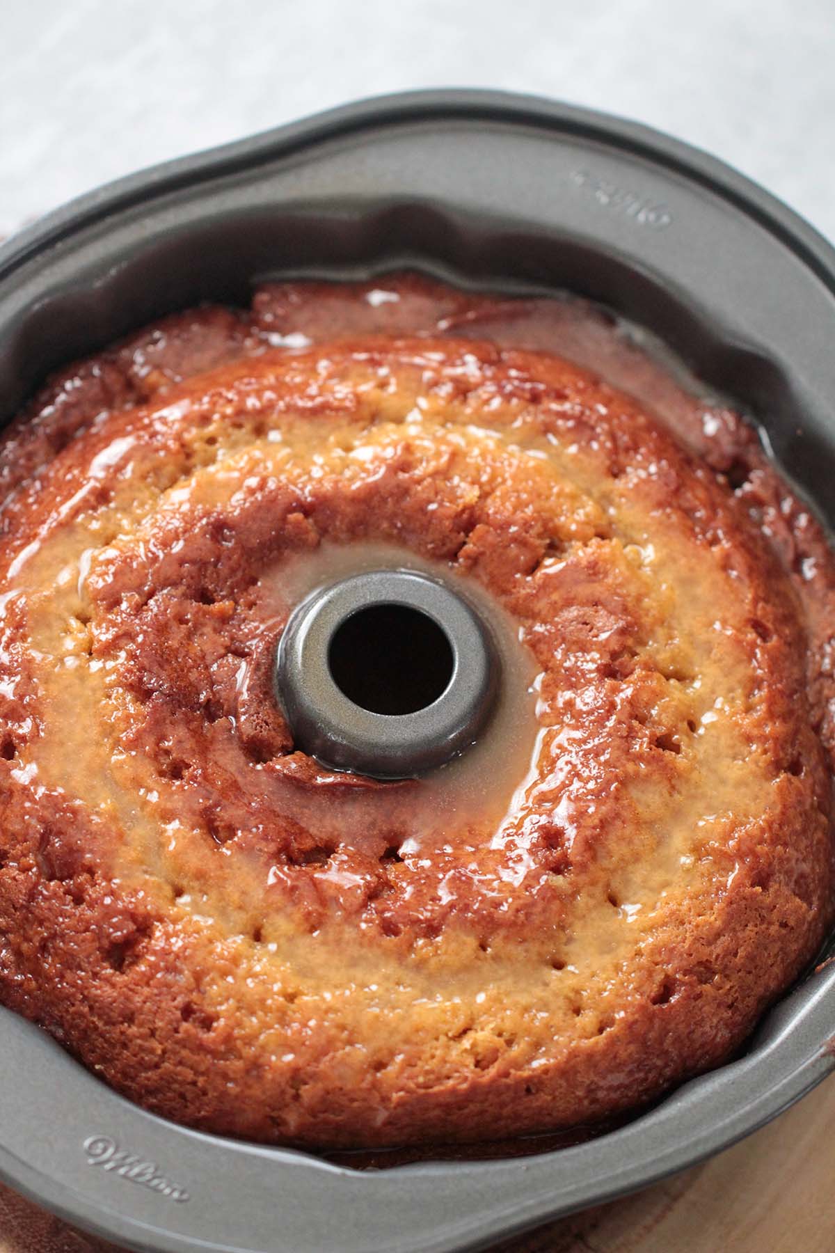 Crack cake in a bundt cake pan.