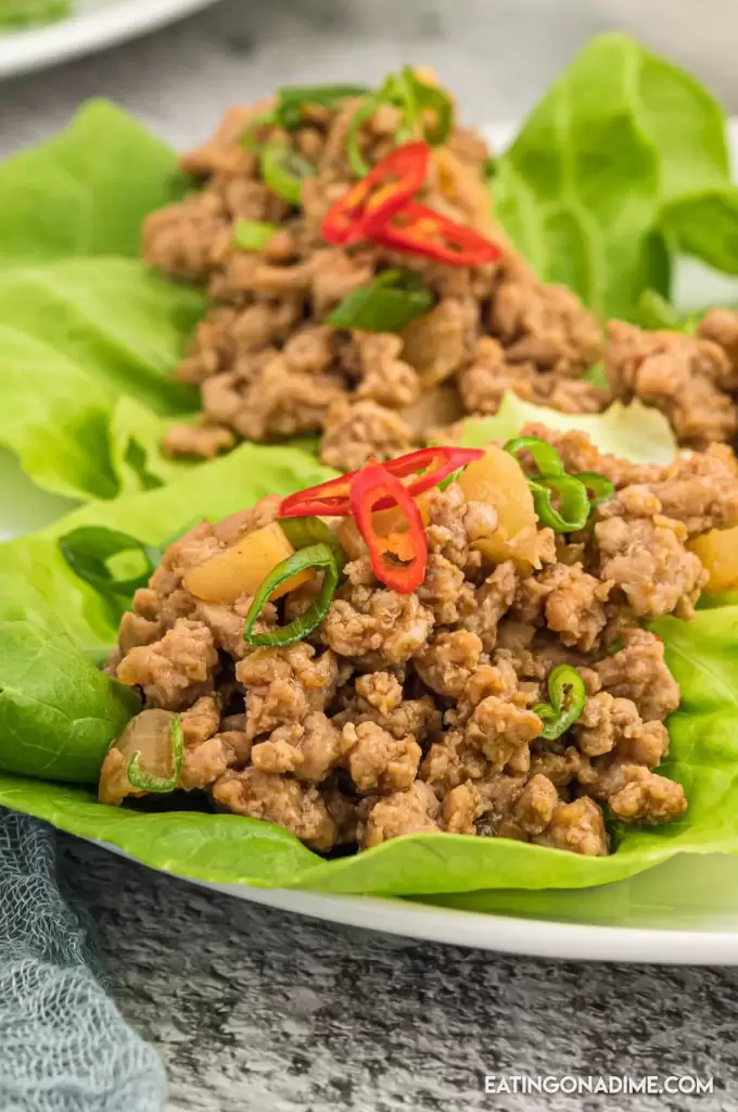 Asian ground chicken lettuce wraps.