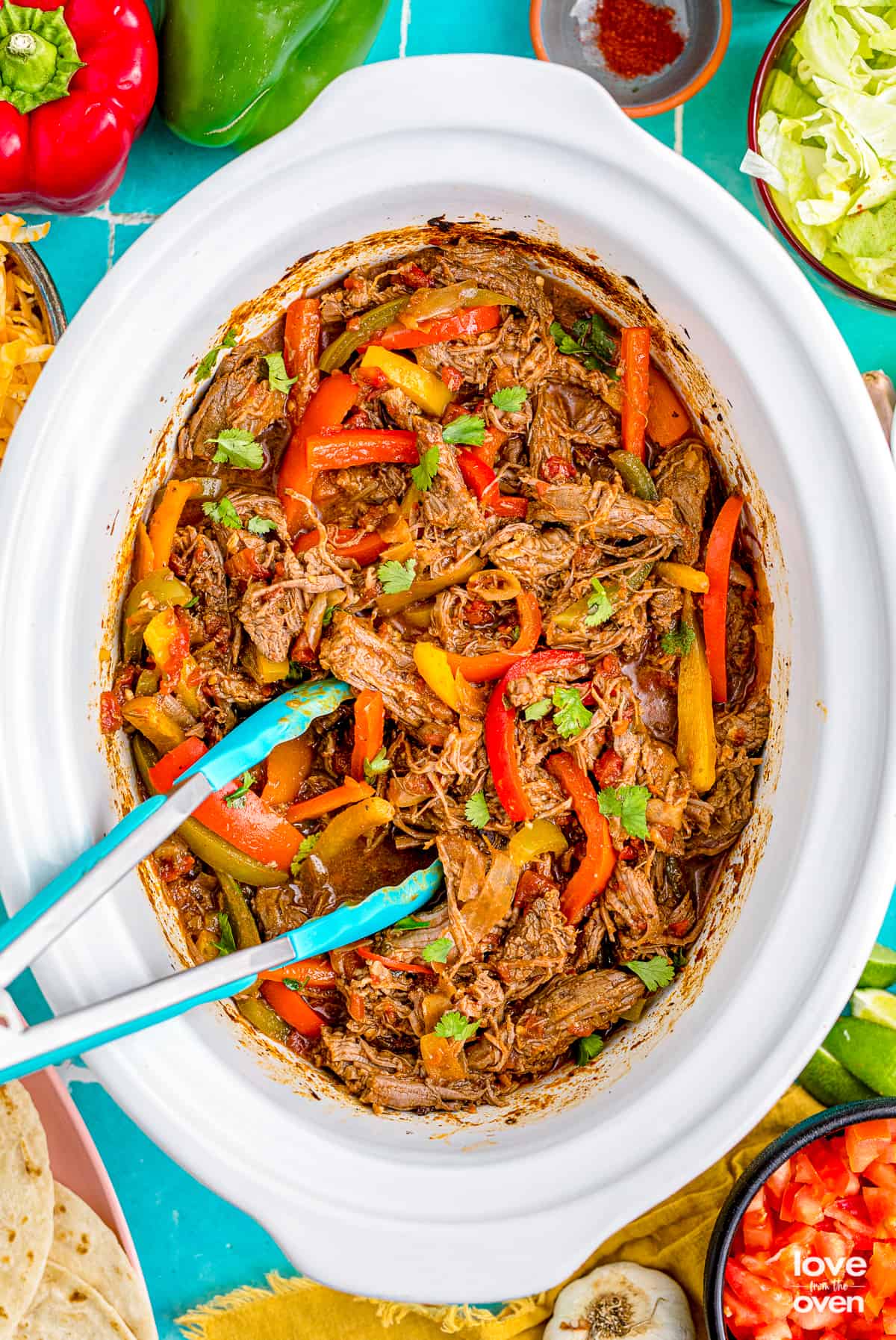 Crockpot full of fajitas.