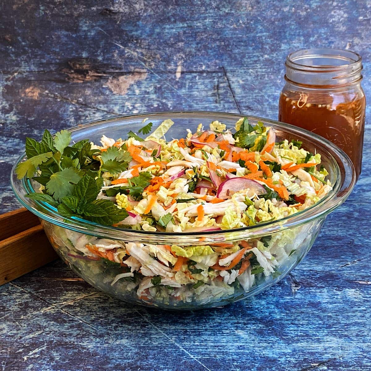 Vietnamese chicken salad in a bowl.