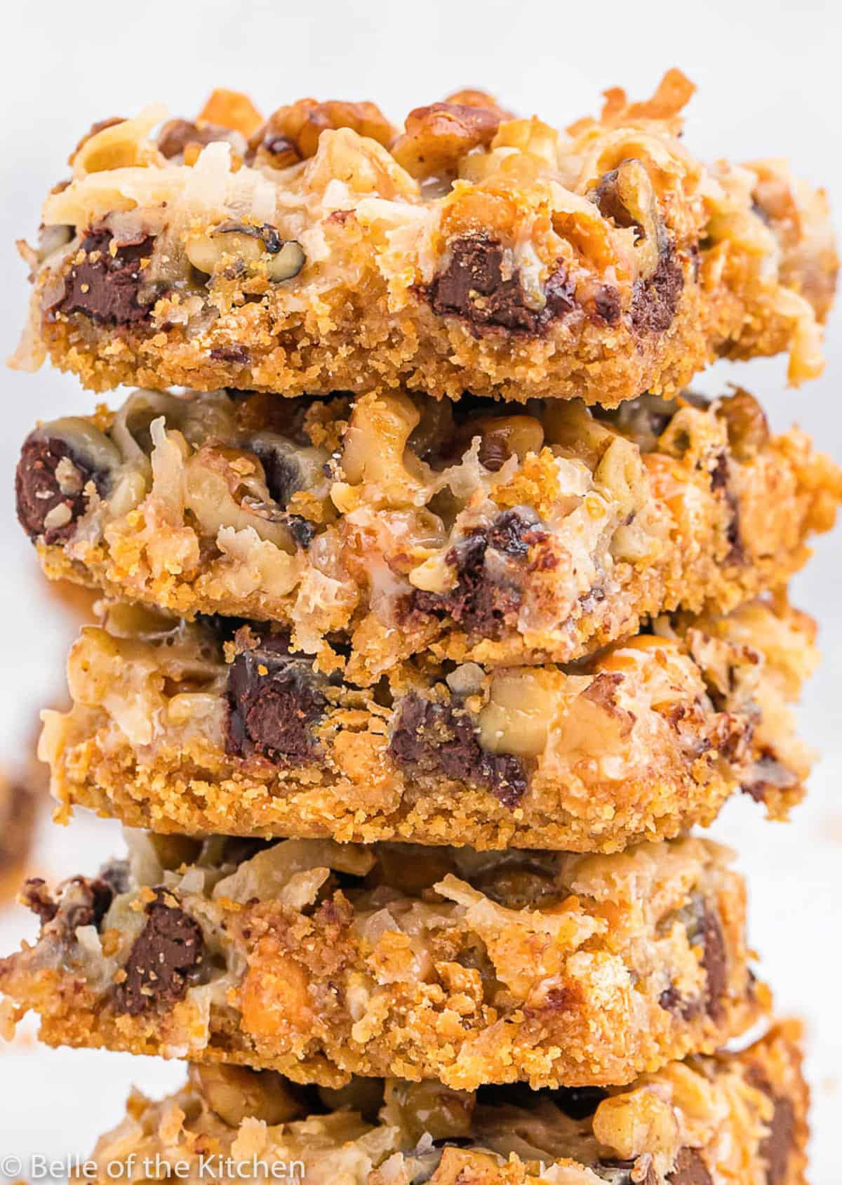 Stack of seven layer magic bars.