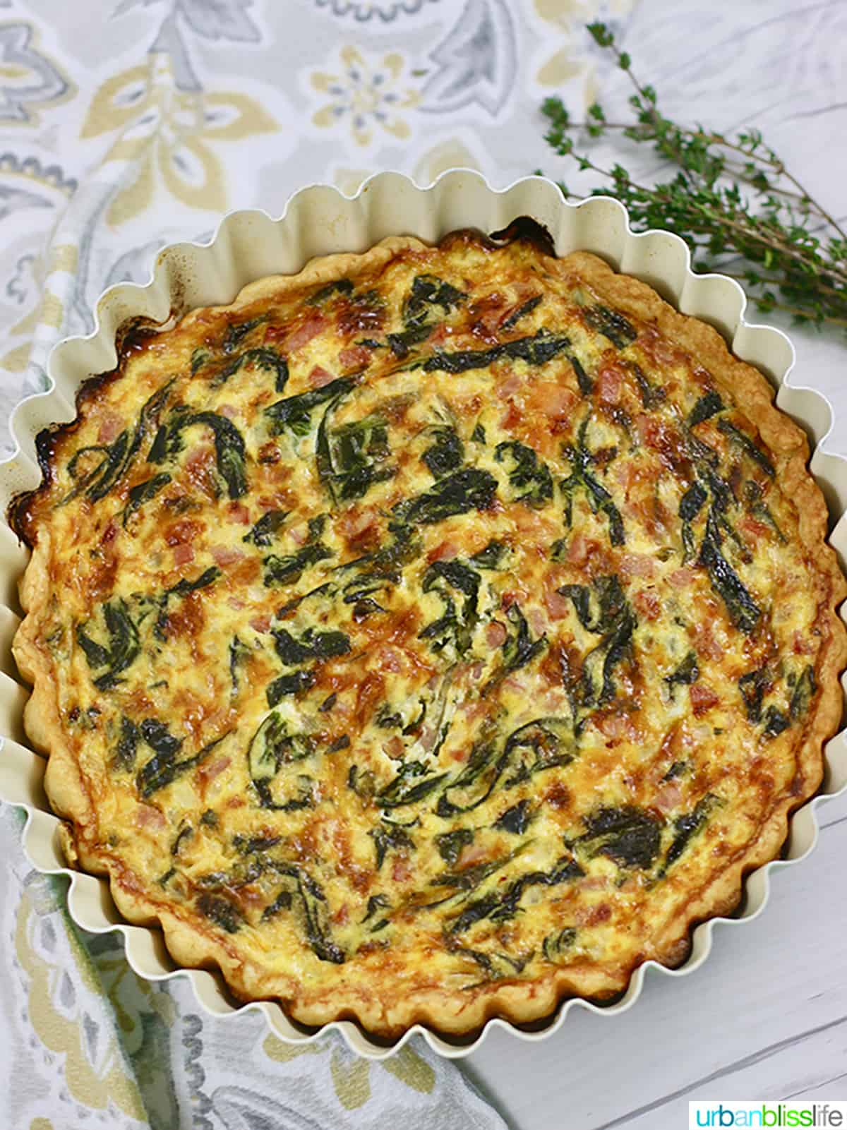 Ham and spinach quiche.