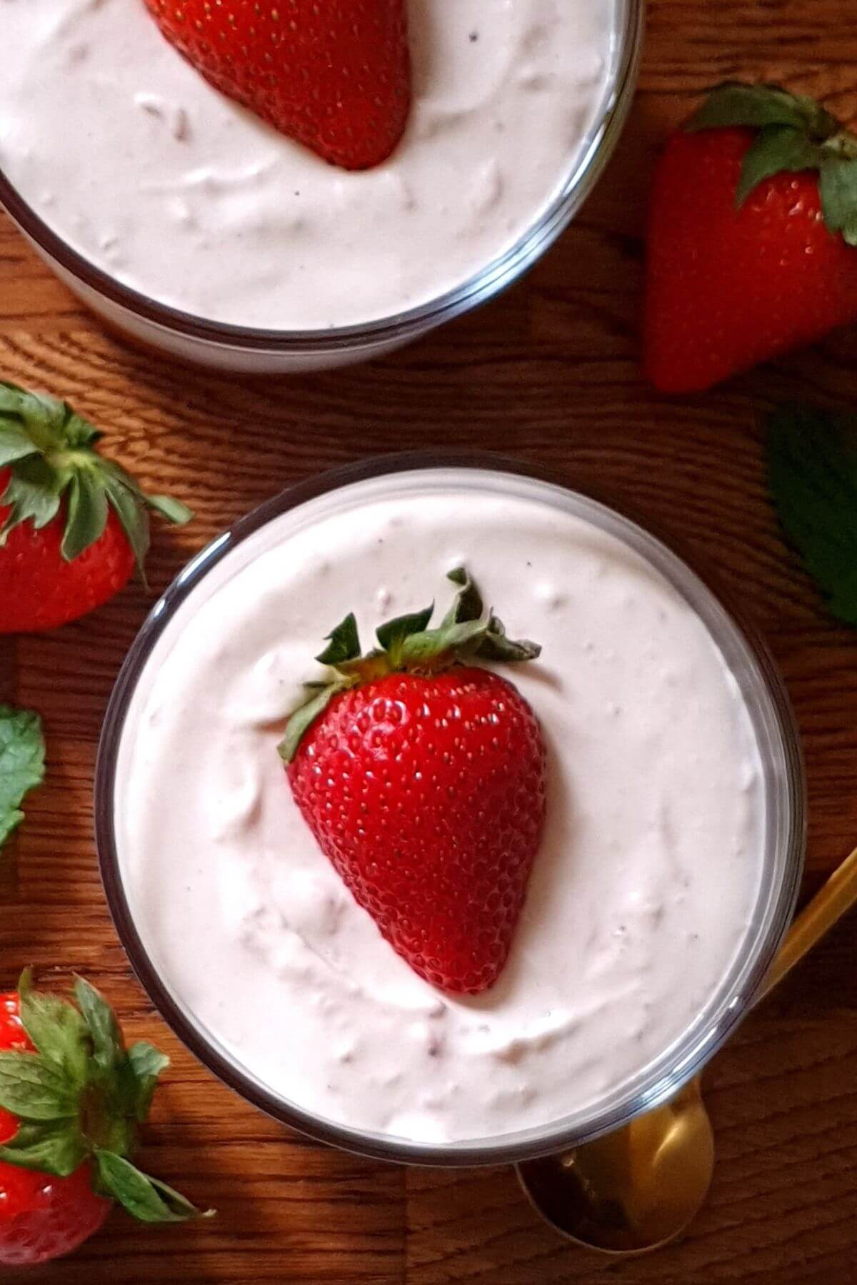 Two servings of easy strawberry mousse.