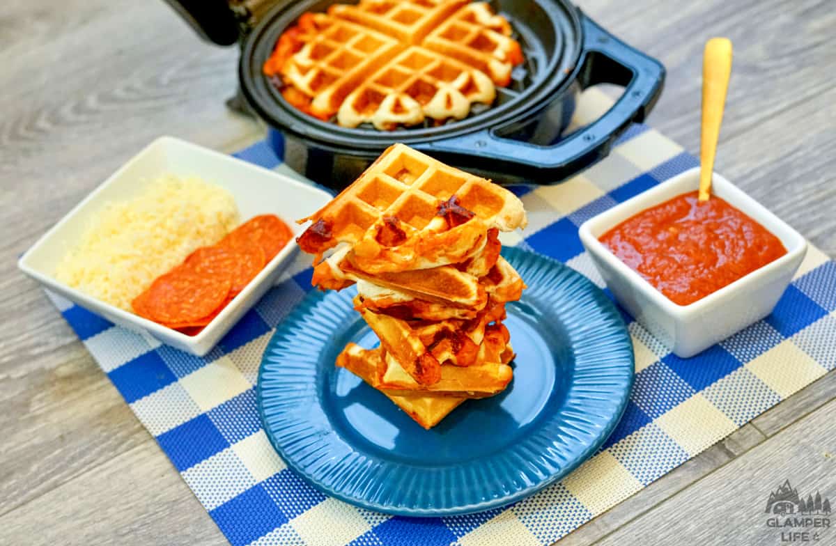 Stack of pepperoni pizza pockets.