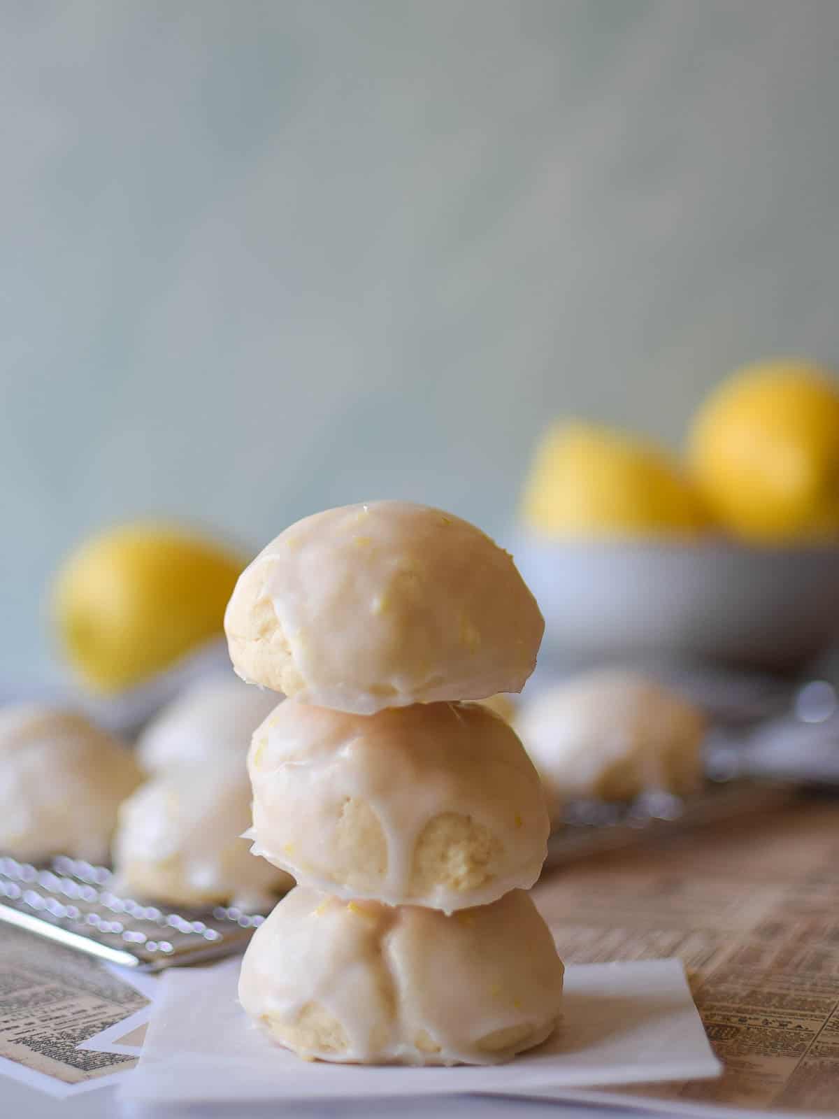 Stack of Italian lemon drop cookies.