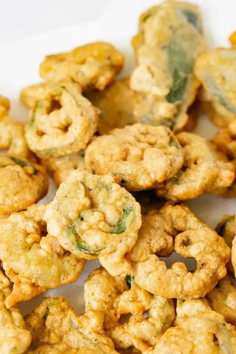 Close up of fried jalapenos.