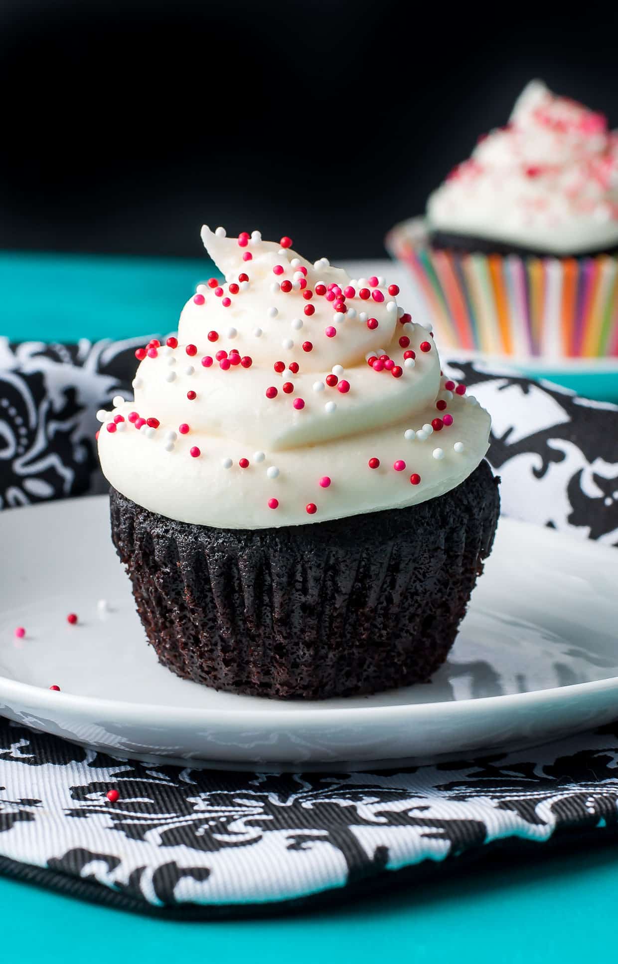 Small batch chocolate cupcakes for two.