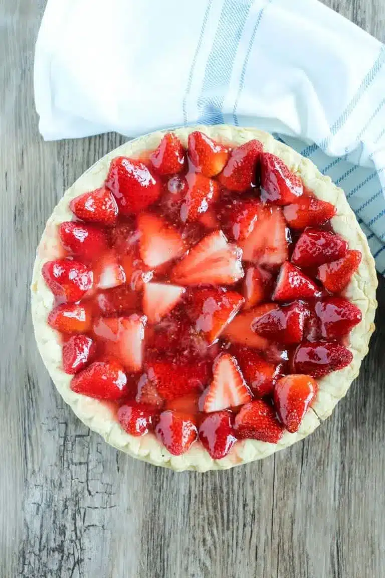 Whole deep dish strawberry pie.