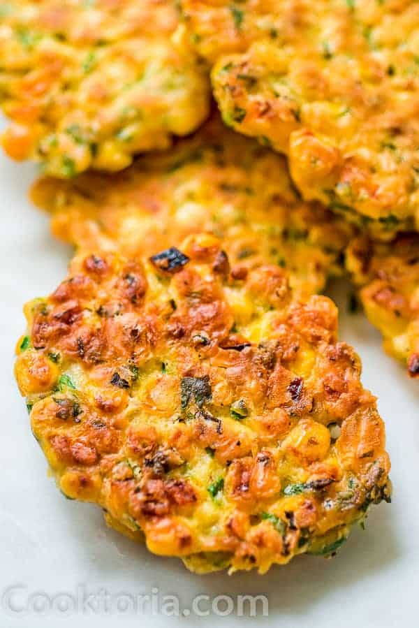 Bunch of corn fritters.