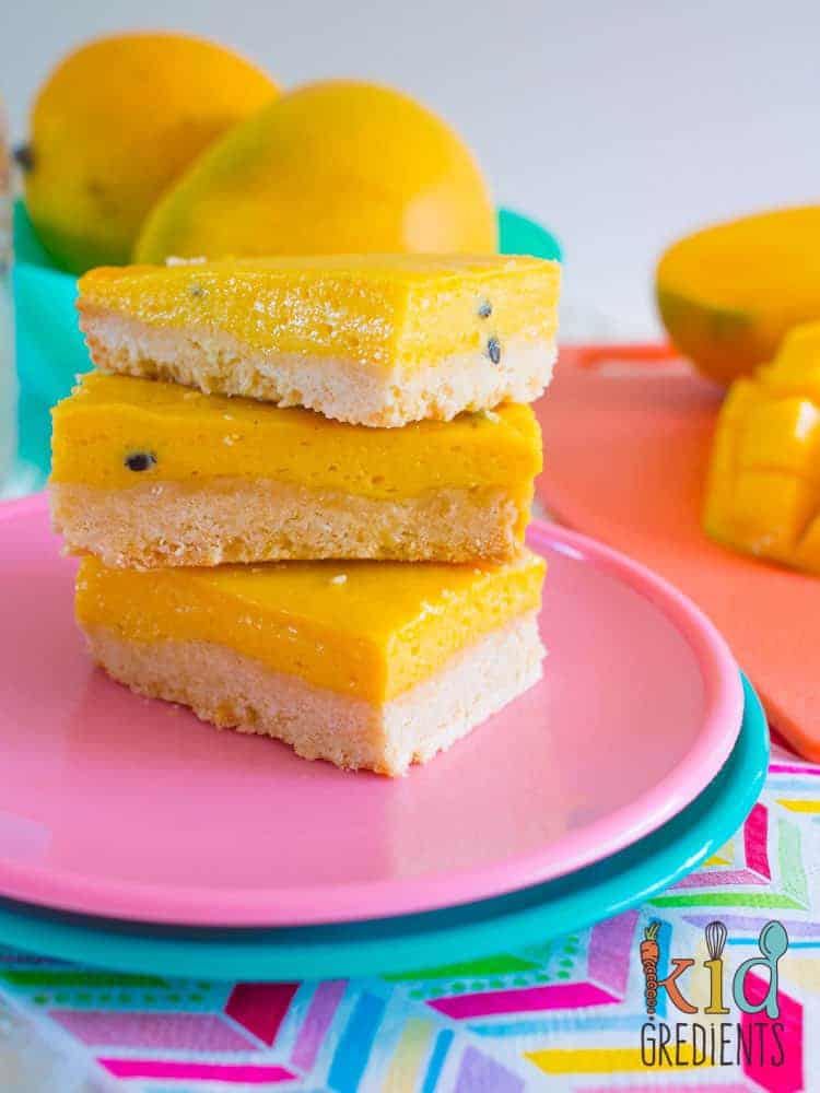 Stack of mango and passion fruit treats.