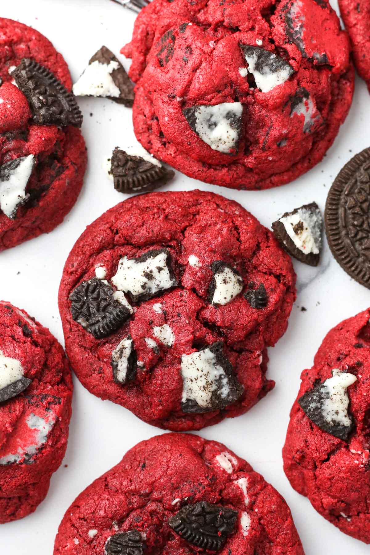 Crushed Oreo red velvet cookies.