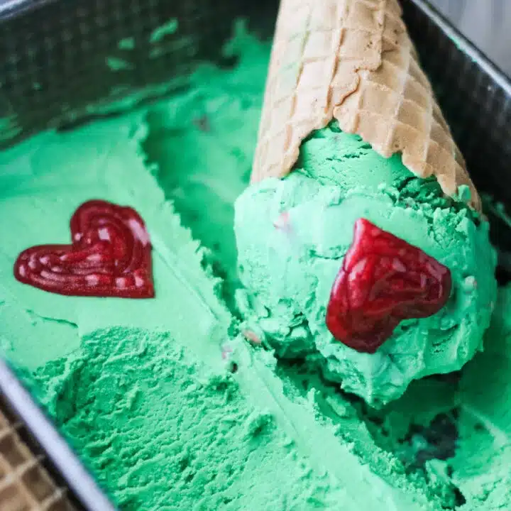 Green no churn Grinch ice cream.