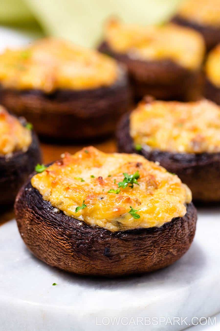 Many keto stuffed mushrooms.