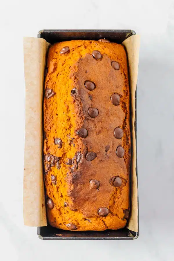 Whole chocolate chip pumpkin bread with banana.