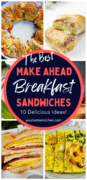 Pinterest pin showing various make ahead breakfast sandwiches.
