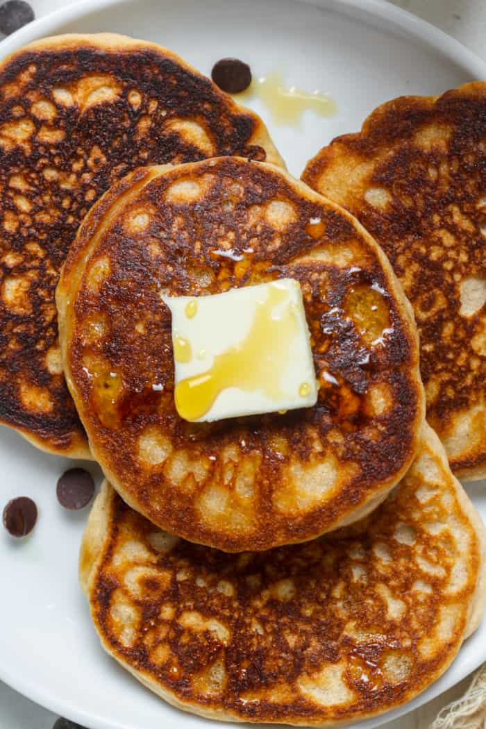 Sourdough pancakes on a plate.