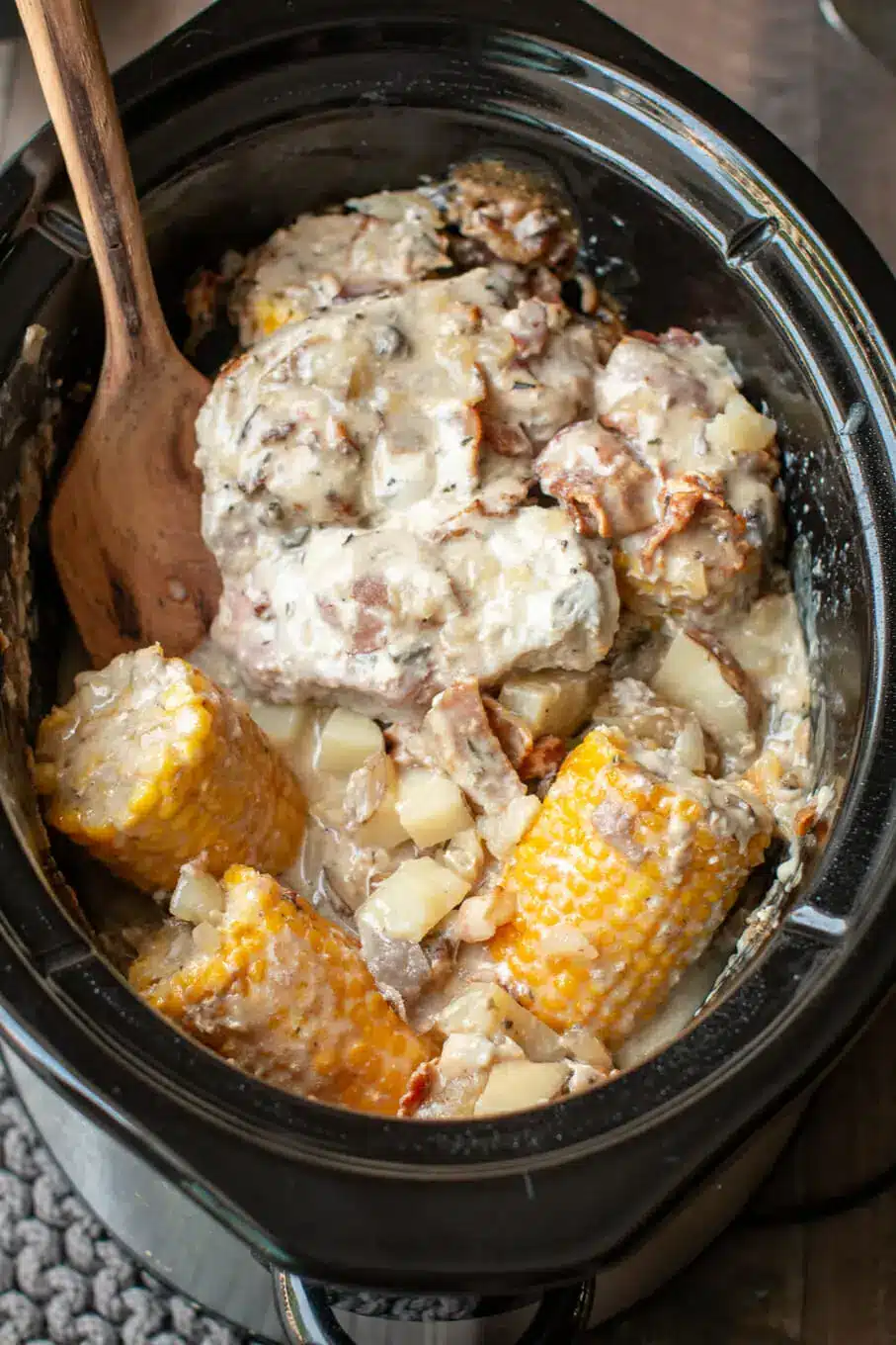 Pigs in a cornfield meal in a crockpot.