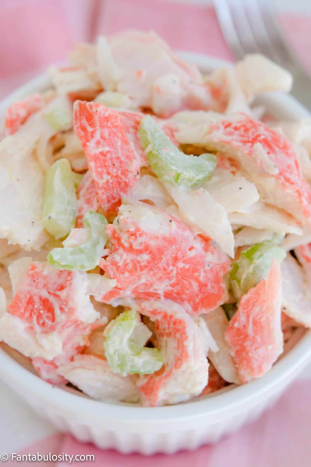Crab salad close up.