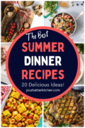 Pin collage image showing various summer dinner recipes.