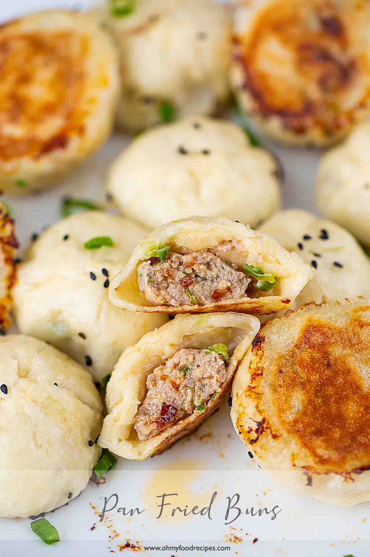 Stack of Chinese Pan fried buns.