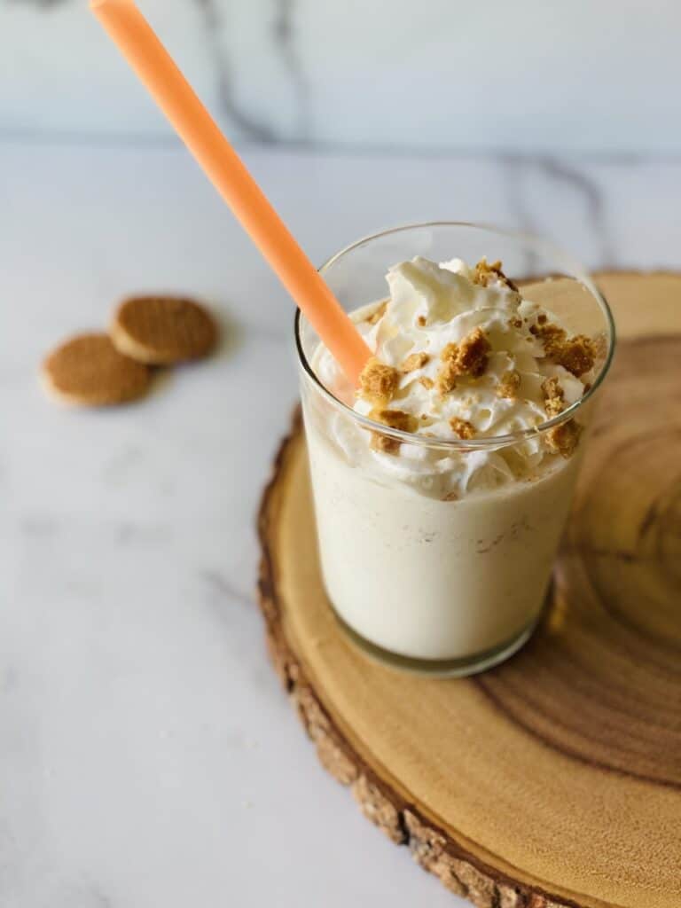 Milkshake with orange straws.