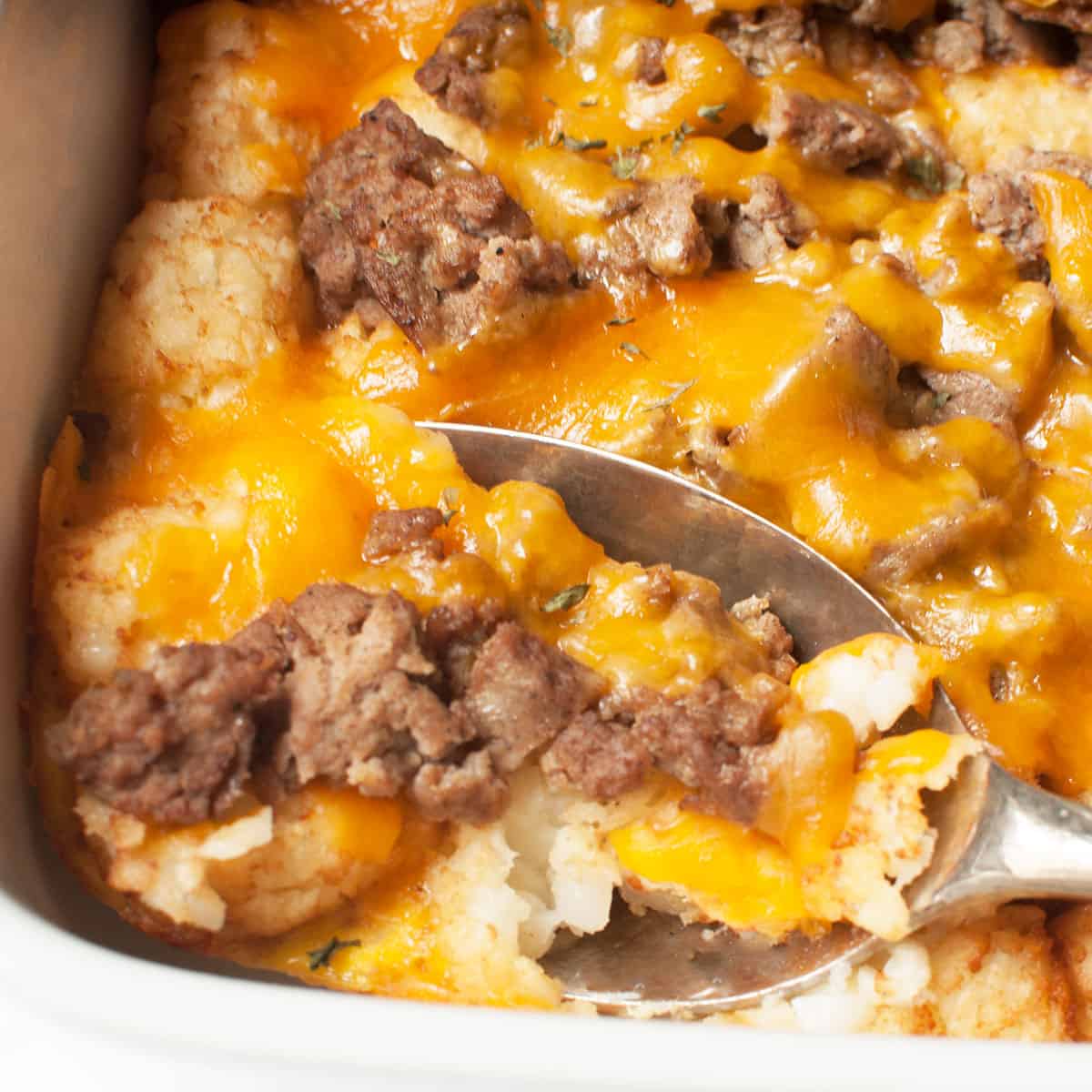 Cheesy tater tot breakfast bake.