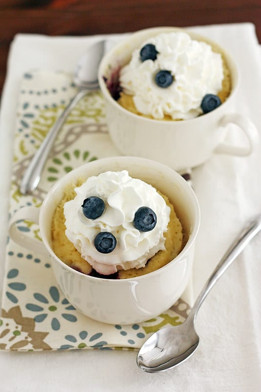 Blueberry white chocolate mug cake.