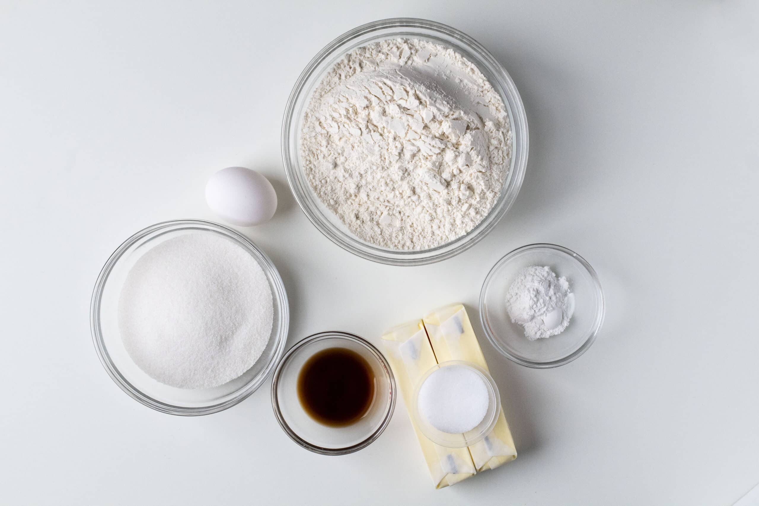 Ingredients for air fryer skillet sugar cookie.