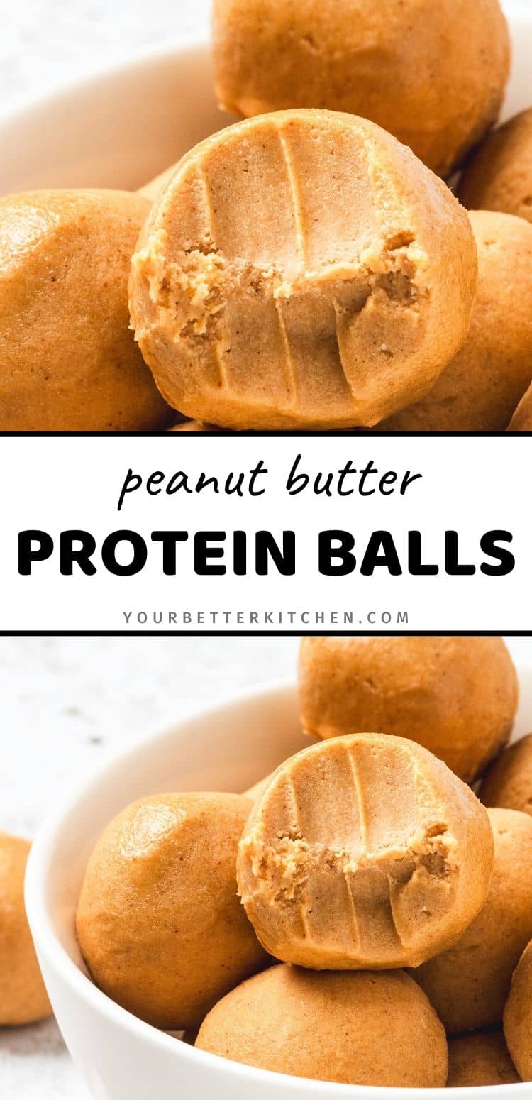 Pin that reads "peanut butter Protein Balls."