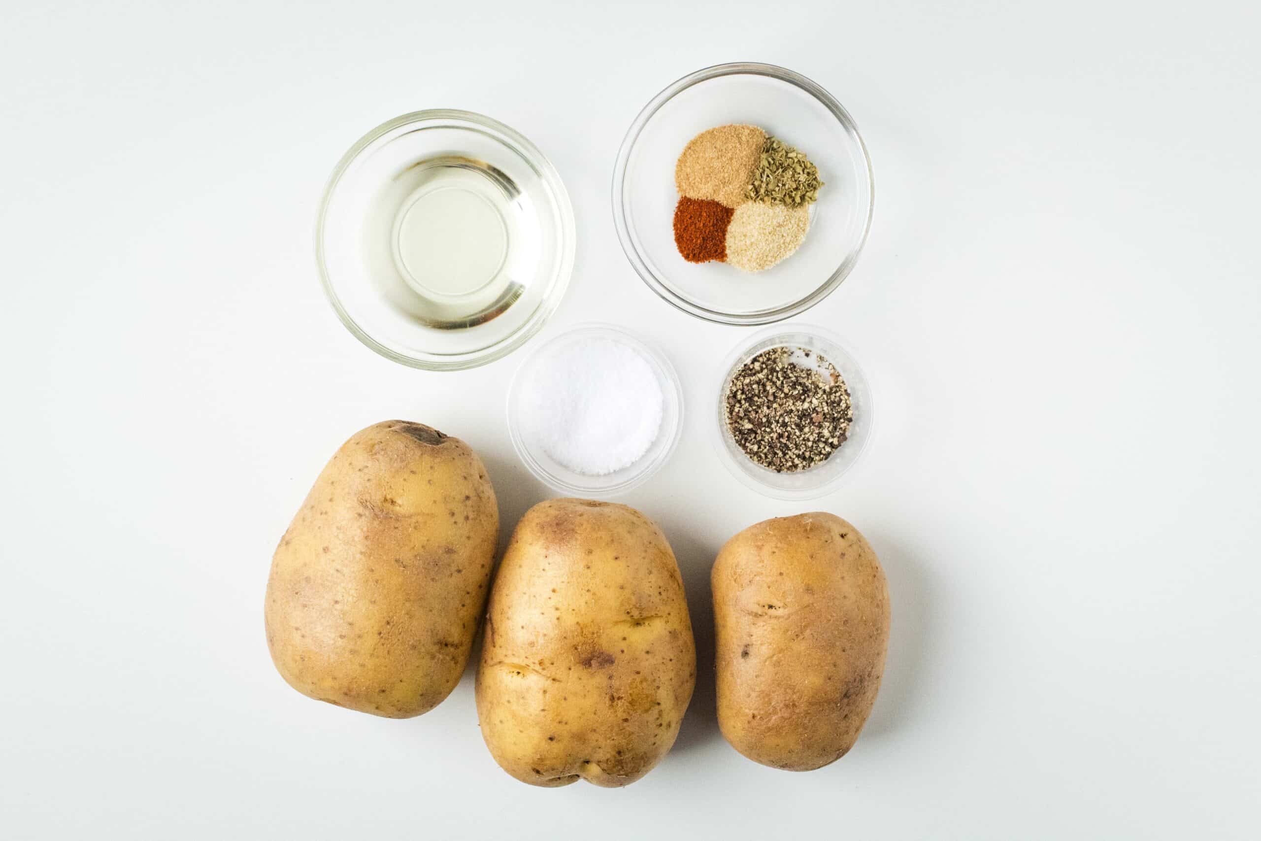 Ingredients for air fryer potato wedges.