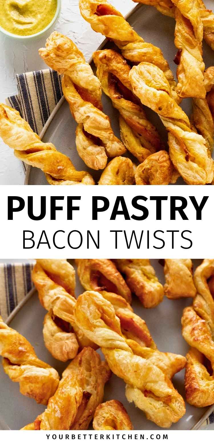 Pin image that reads, "Puff Pastry Bacon Twists."