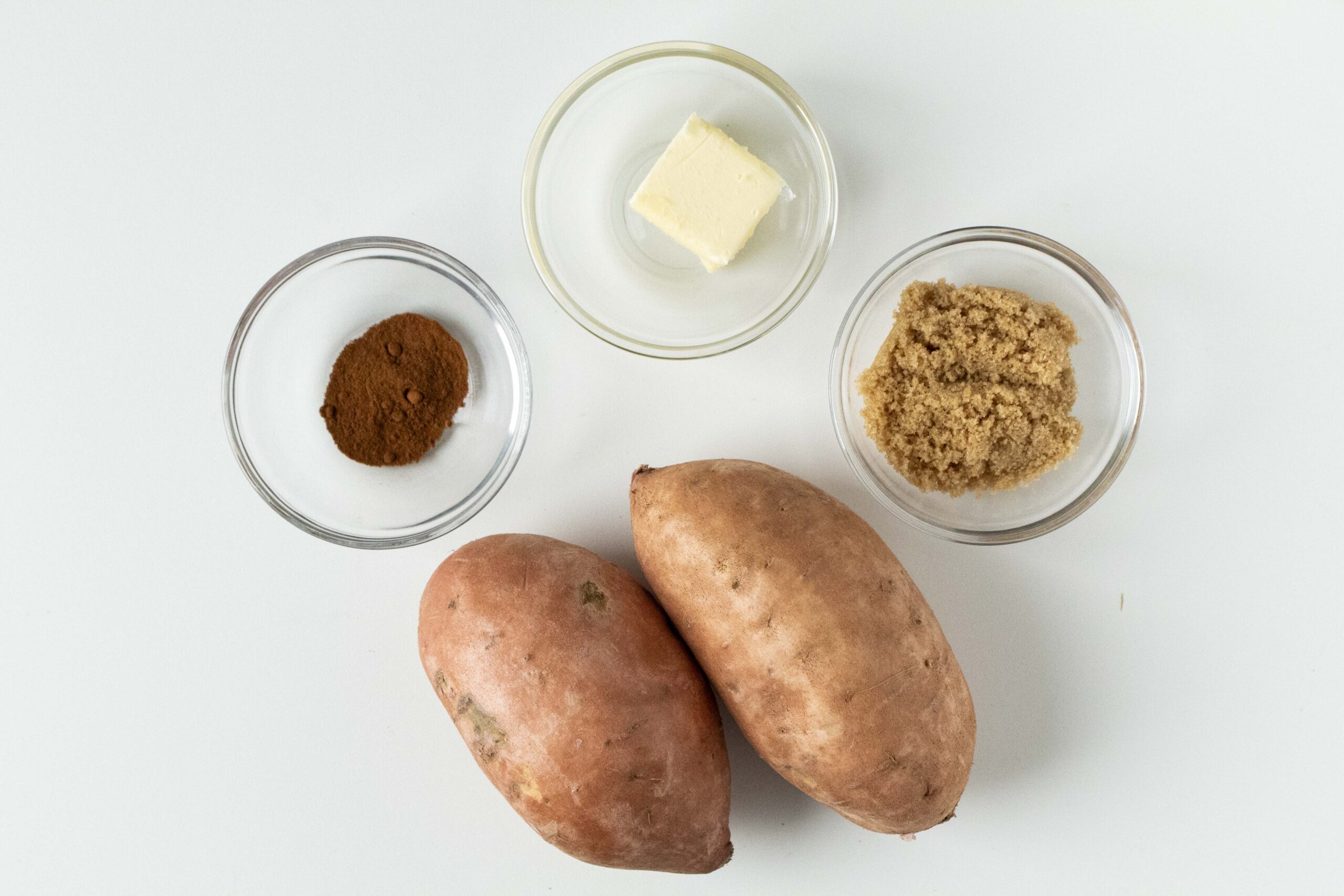 Ingredients for air fryer baked sweet potatoes.