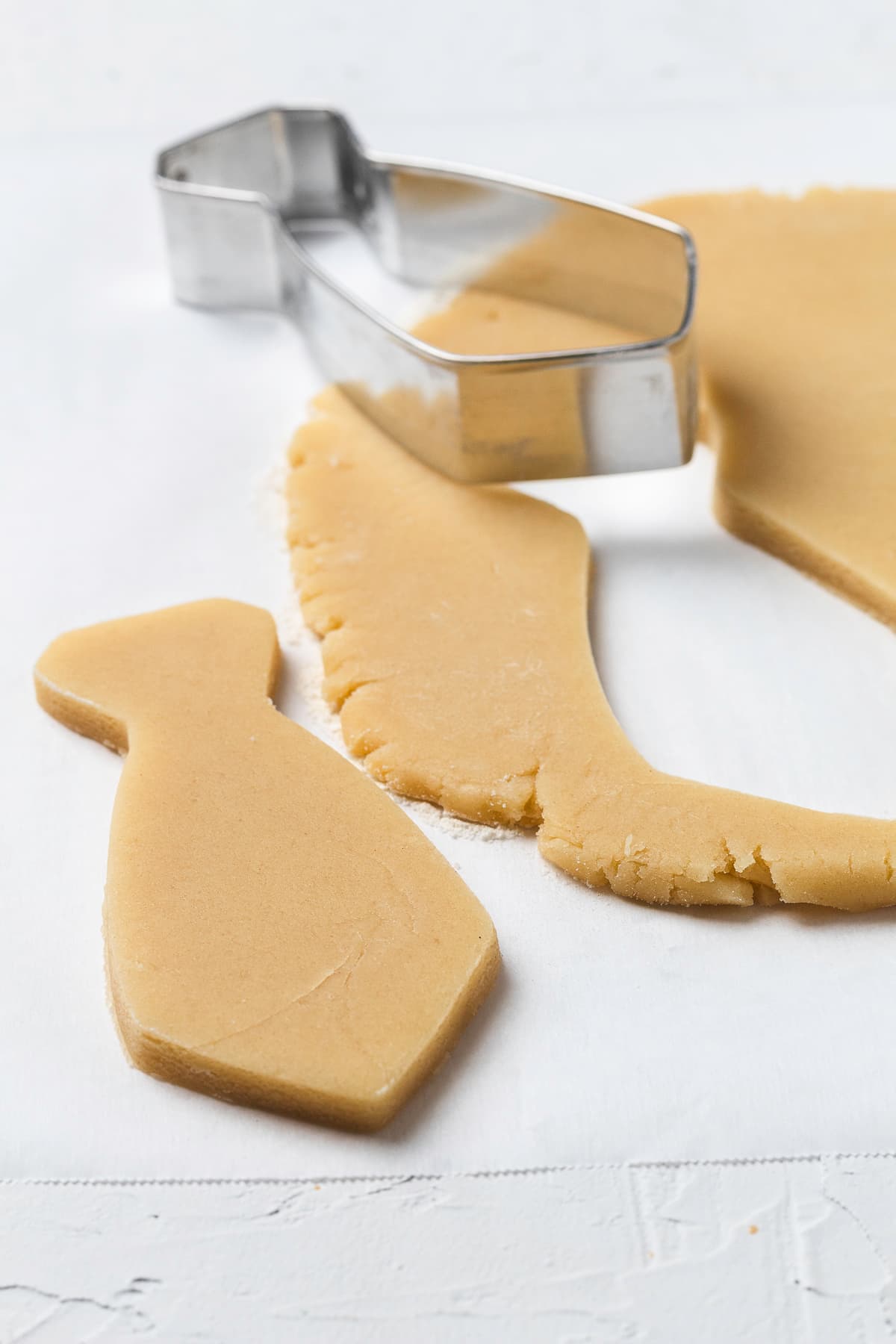 Raw necktie cookie cut out.