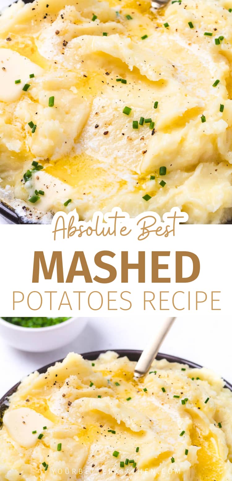 Pin image that reads "Absolute Best Mashed Potatoes Recipe."