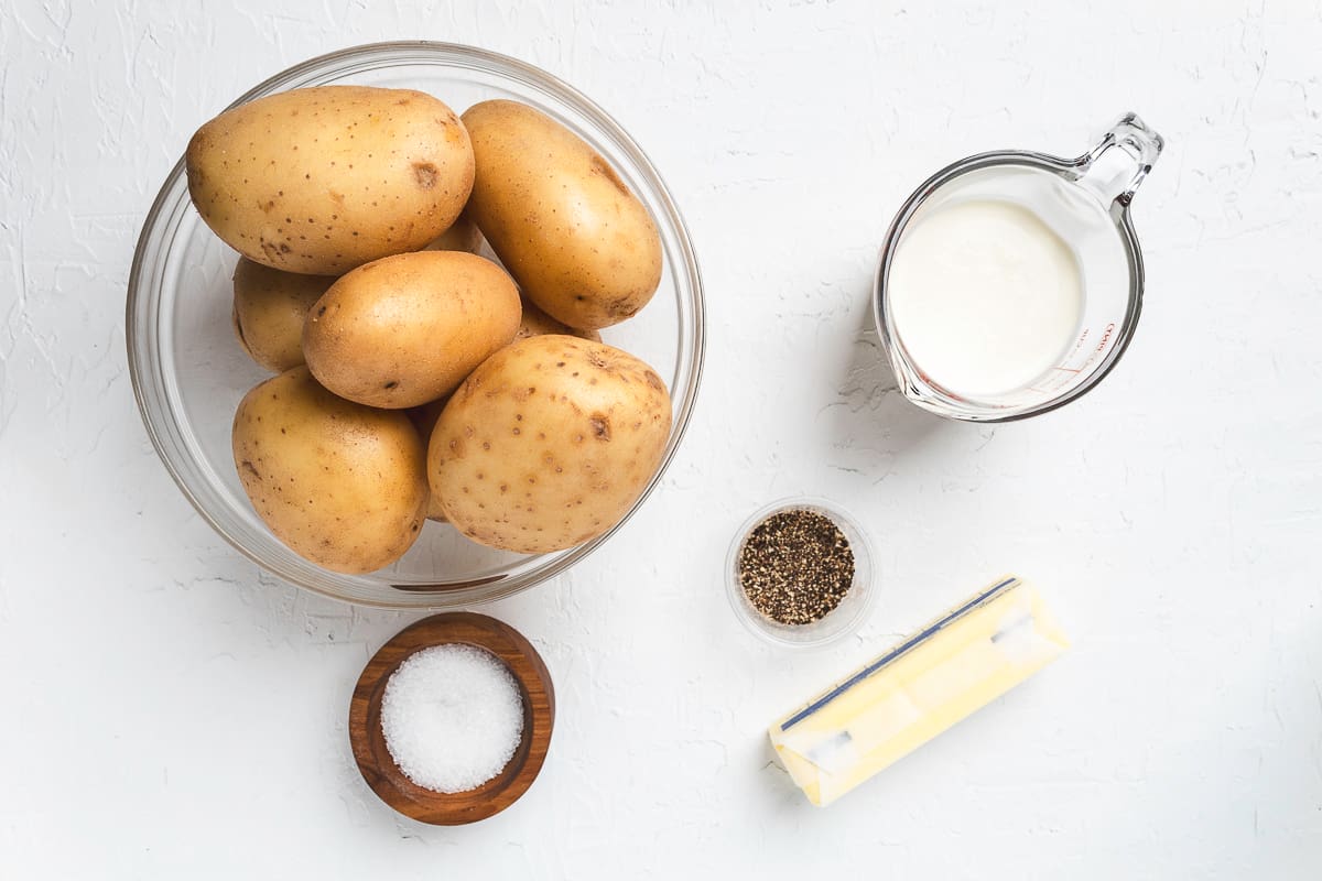 Ingredients for mashed potatoes.